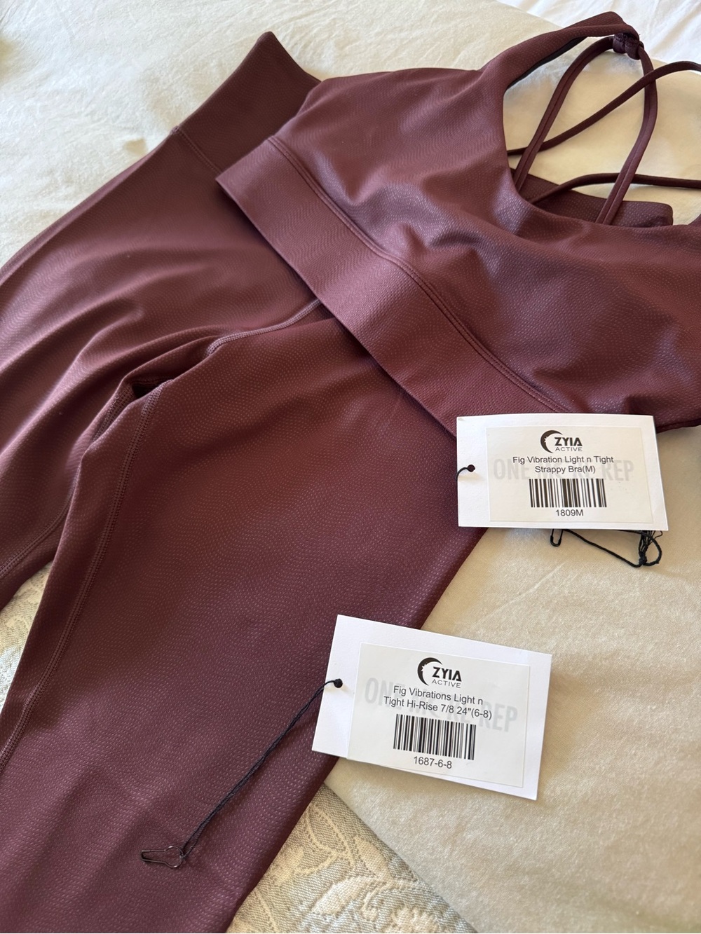 Active Zyia Strappy Sports Bra & High-Rise Tights in Fig